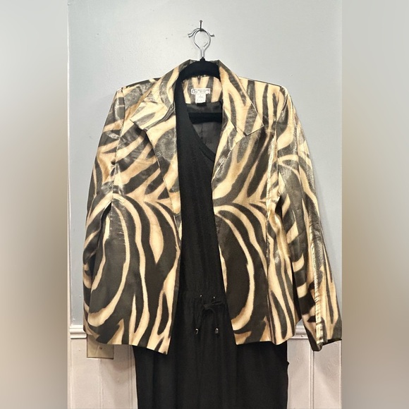 Grace Chuang New York, Animal, Print Blazer, Size Large, cream/brown - Picture 6 of 11